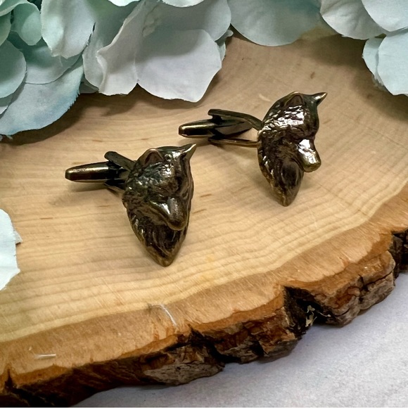 Vintage 3D Gunmetal Wolf Cufflinks - Picture 4 of 16